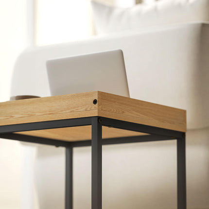 Set of Two Boxy Nesting Tables with Wood-Effect Tray Top - Black