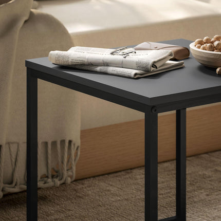 Set of Two Boxy Nesting Tables with Wood-Effect Tray Top - Black