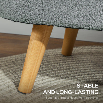 Teddy Fleece Storage Ottoman with Pine Legs - Grey