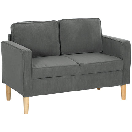 Small Two-Seater Corduroy Sofa with Storage - Grey