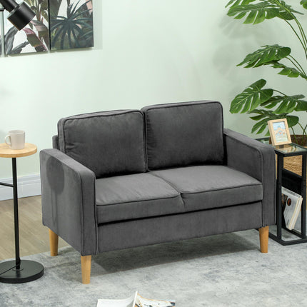 Small Two-Seater Corduroy Sofa with Storage - Grey