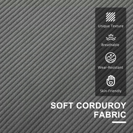 Small Two-Seater Corduroy Sofa with Storage - Grey