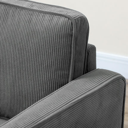 Small Two-Seater Corduroy Sofa with Storage - Grey