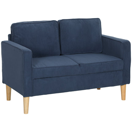 Small Two-Seater Corduroy Sofa with Storage - Blue