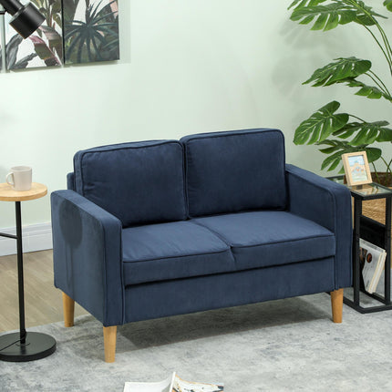 Small Two-Seater Corduroy Sofa with Storage - Blue