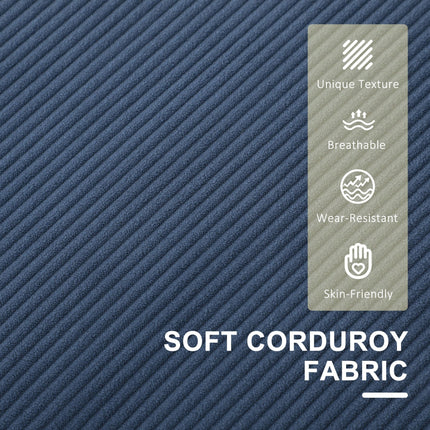 Small Two-Seater Corduroy Sofa with Storage - Blue
