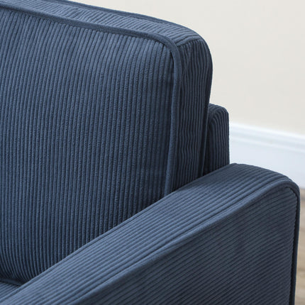 Small Two-Seater Corduroy Sofa with Storage - Blue