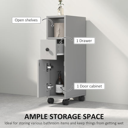 kleankin Slimline Bathroom Storage Cabinet - Grey