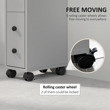 kleankin Slimline Bathroom Storage Cabinet - Grey