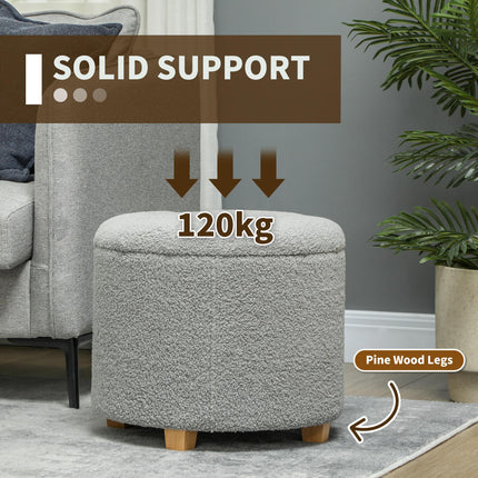 31.8L Teddy Fleece Storage Ottoman with Button-Tufted Lid - Grey