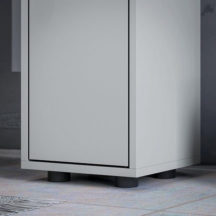 kleankin 180cm Slim Bathroom Cabinet, with Drawer, Shelves and Cupboards - Grey
