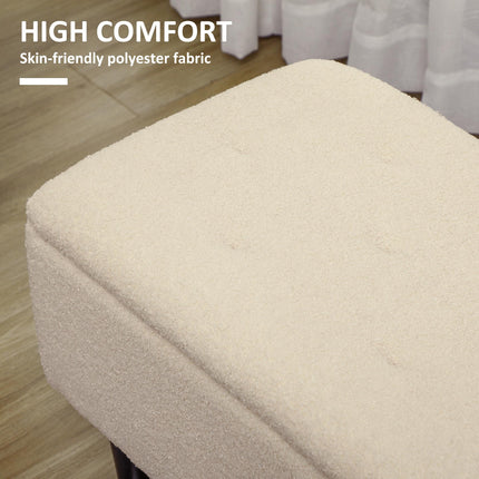 47L Teddy Fleece Storage Ottoman with Padded Seat - Cream