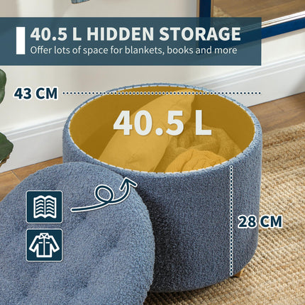 40.5L Teddy Fleece Storage Ottoman - Blue