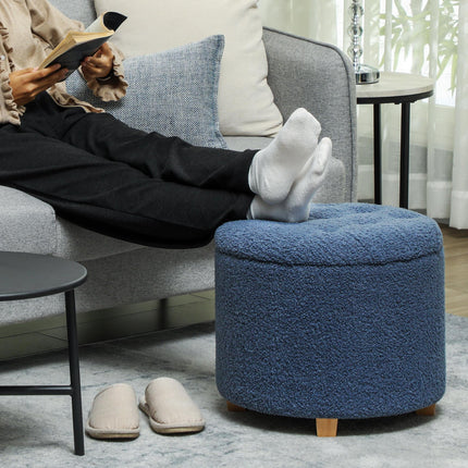 40.5L Teddy Fleece Storage Ottoman - Blue