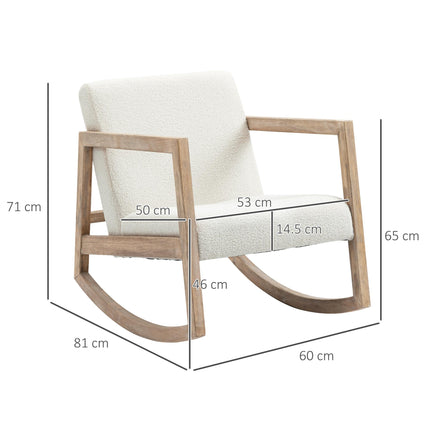 Rocking Chair, Upholstered Sofa Armchair with Cushion and Wood Base for Living R