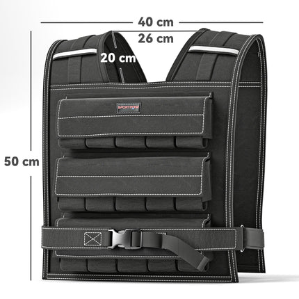 15KG Adjustable Weighted Vest, Running Weight Vest, with 30 Metal Weights, Reflective Strips, for Running, Exercise
