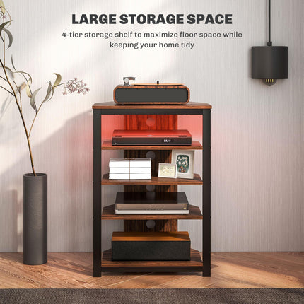 4-Tier Corner TV Stand with Storage, LED Lights, Cable Management, Small TV Unit Entertainment Centre for TVs up to 29", for Living Room, Bedroom