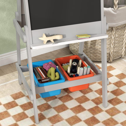 3-in-1 Kids Art Easel with Paper Roll and Storage Boxes - White
