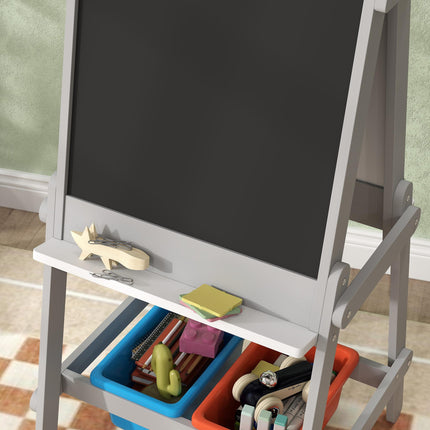 3-in-1 Kids Art Easel with Paper Roll and Storage Boxes - White