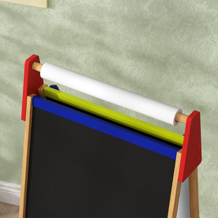 3-in-1 Wooden Kids Easel Set with Paper Roll and Art Supplies - White