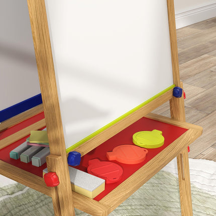 3-in-1 Wooden Kids Easel Set with Paper Roll and Art Supplies - White