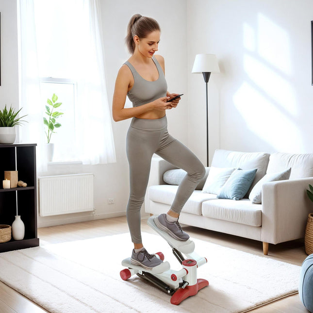 Mini Stepper Machine, with LCD Monitor, Non-Slip Pedals, Grey