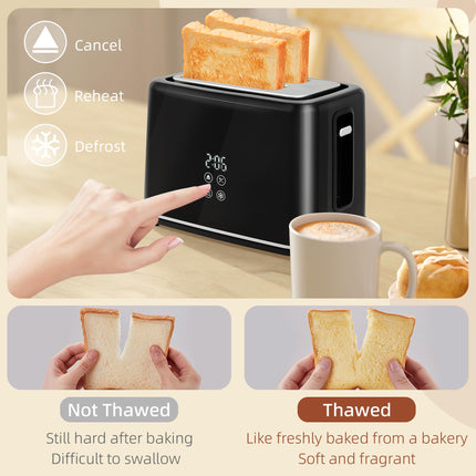 1.5L 3000W Fast Boil Kettle and 2-Slice Toaster Set with 7 Browning Levels, Defrost & Reheat - Black