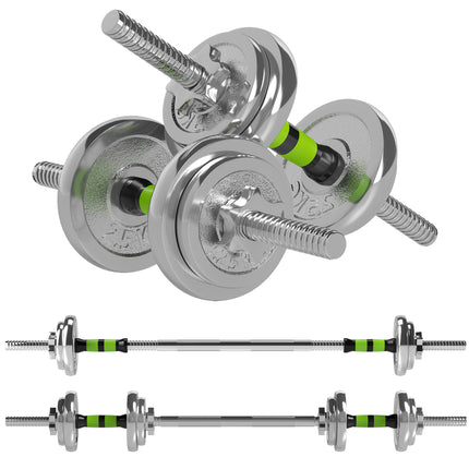 20kg Adjustable Dumbbells and Barbell Set with Non-Slip Handle for Strength Training - Green