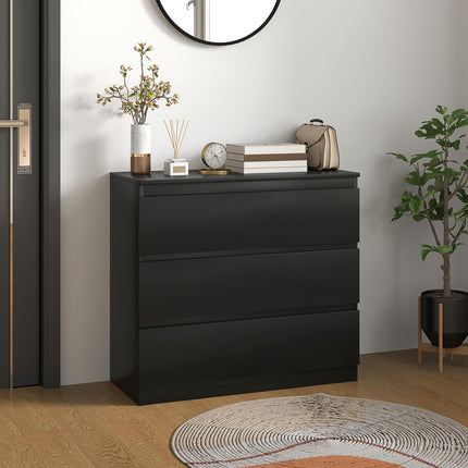 3-Drawer Chest of Drawers Storage Organizer Unit for Bedroom & Living Room - Black