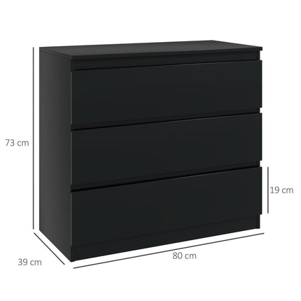 3-Drawer Chest of Drawers Storage Organizer Unit for Bedroom & Living Room - Black