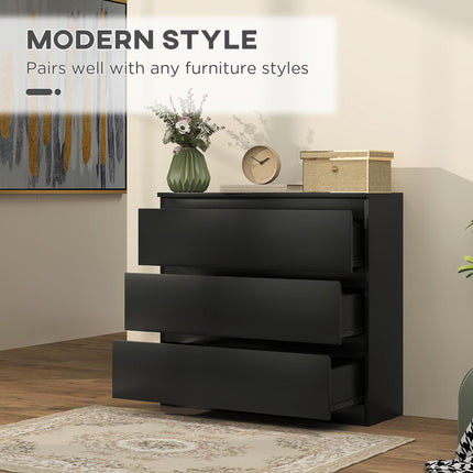 3-Drawer Chest of Drawers Storage Organizer Unit for Bedroom & Living Room - Black