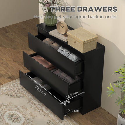 3-Drawer Chest of Drawers Storage Organizer Unit for Bedroom & Living Room - Black