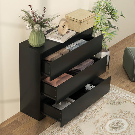3-Drawer Chest of Drawers Storage Organizer Unit for Bedroom & Living Room - Black