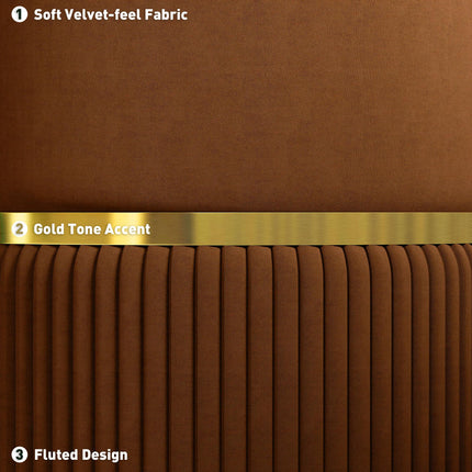 Velvet-Feel Storage Ottoman with Thick Padding and Non-Slip Pads - Brown
