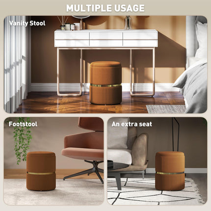 Velvet-Feel Storage Ottoman with Thick Padding and Non-Slip Pads - Brown