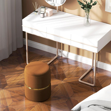 Velvet-Feel Storage Ottoman with Thick Padding and Non-Slip Pads - Brown