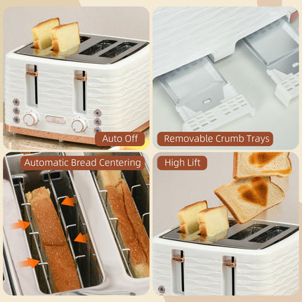 Four-Slice Rippled Toaster - White