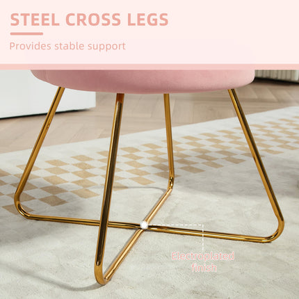 Velvet-Feel Lotus Petal Accent Chair with Gold Legs - Pink