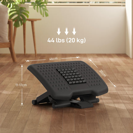Three-Level Adjustable Multi-Angle Massage Footrest - Black