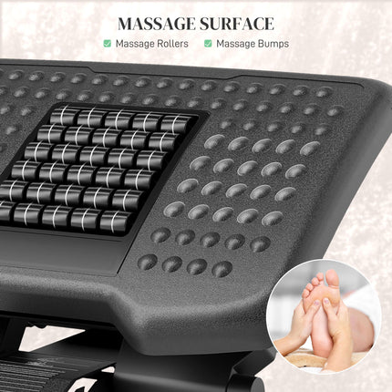 Three-Level Adjustable Multi-Angle Massage Footrest - Black
