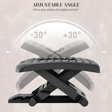 Three-Level Adjustable Multi-Angle Massage Footrest - Black