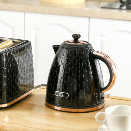 1.7L Electric Kettle 3kW Fast Boil with Auto Shut-off & Removable Filter - Black