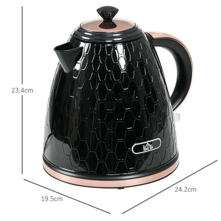1.7L Electric Kettle 3kW Fast Boil with Auto Shut-off & Removable Filter - Black