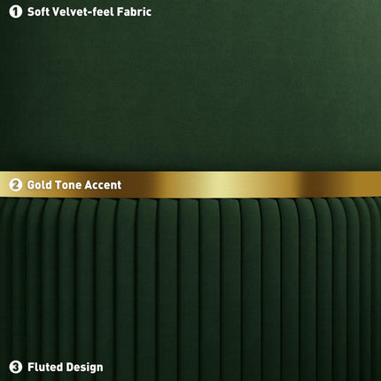 Velvet-Feel Storage Ottoman with Cushioning and Storage Compartment - Green