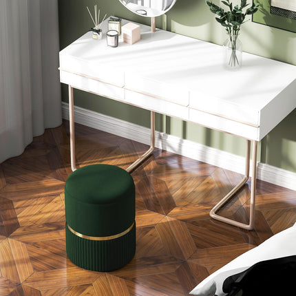 Velvet-Feel Storage Ottoman with Cushioning and Storage Compartment - Green