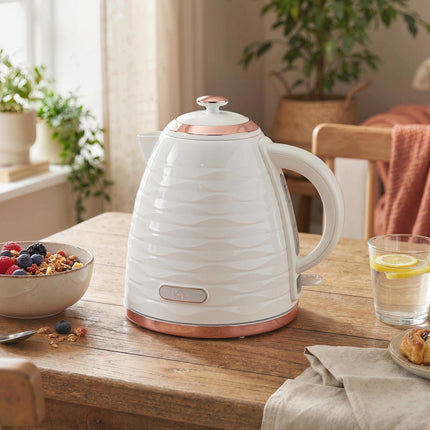 Electric Kettle 1.7L Fast Boil 3kW with Removable Anti-scale Filter Auto Shut-off 360° Swivel - Cream White