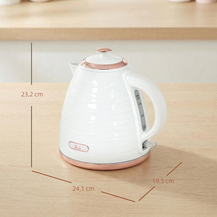 Electric Kettle 1.7L Fast Boil 3kW with Removable Anti-scale Filter Auto Shut-off 360° Swivel - Cream White