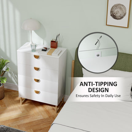Elegant Chest of Four Drawers - White