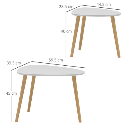 Nesting Coffee Table Set of 2 with Solid Wood Legs - Light Grey