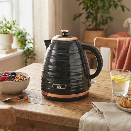 Electric Kettle 1.7L Fast Boil 3kW with Removable Anti-Scale Filter Auto Shut-Off 360° Swivel - Black